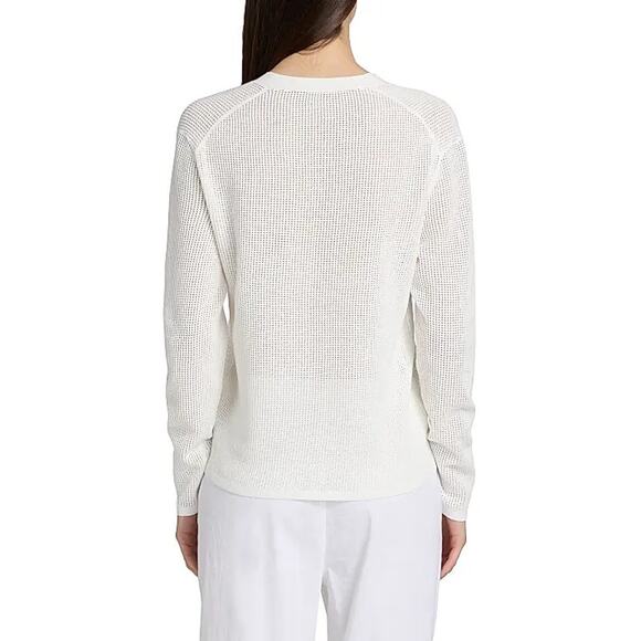 THEORY White  Pointelle-Knit Oversized Cardigan - Picture 2 of 12